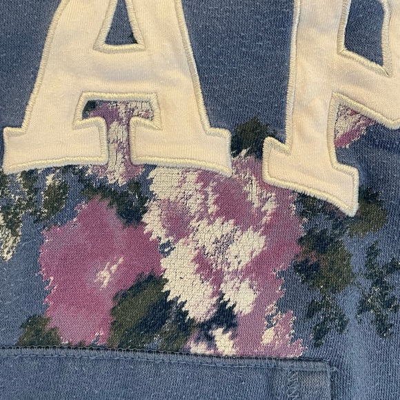 Gap Kids Girls Hooded Flowered Sweatshirt- Size Small - Picture 3 of 16